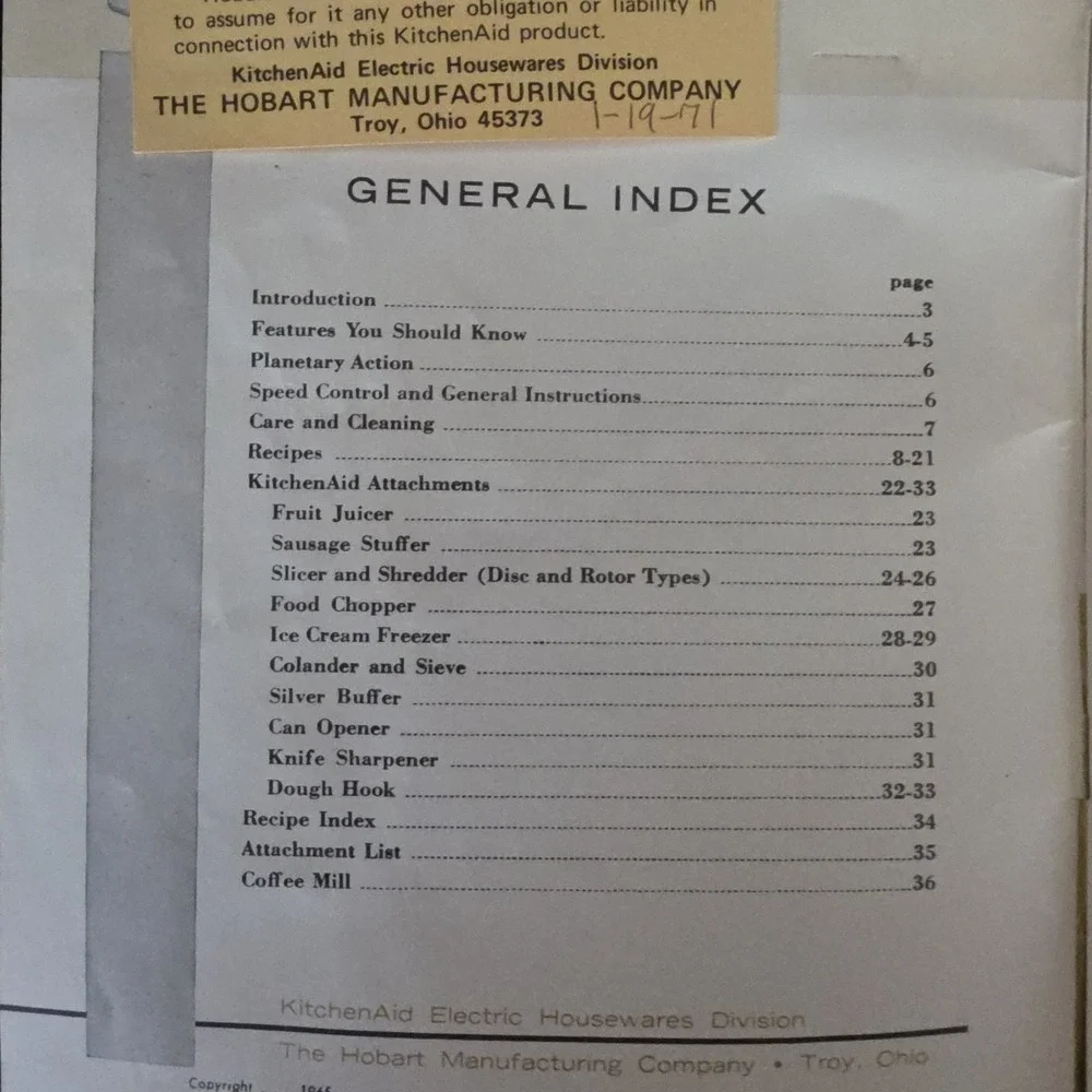 1965 KitchenAid Golden Anniversary Recipes & Instructions Booklet